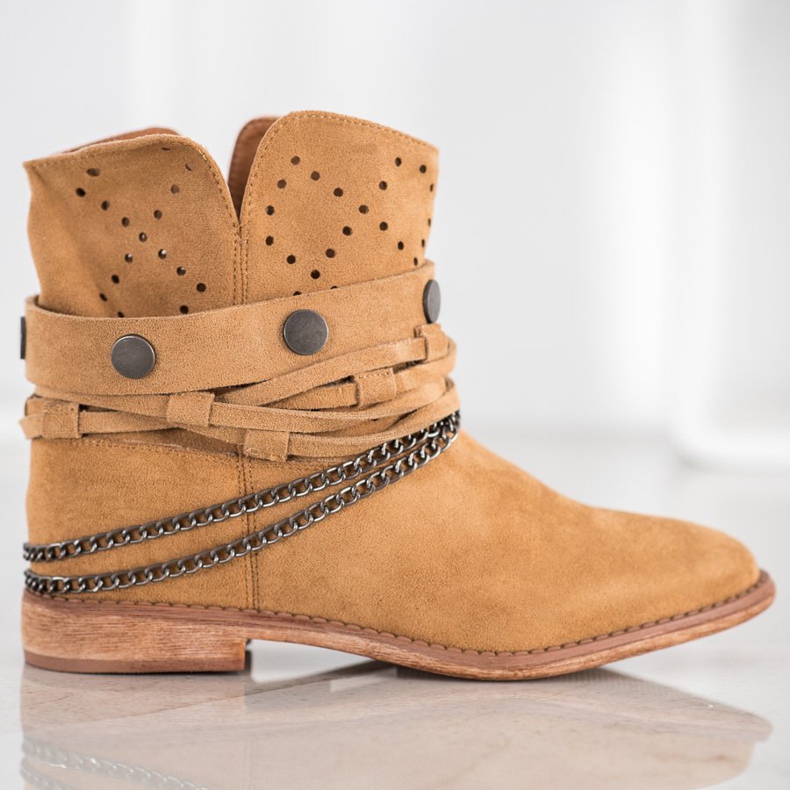 Bella Paris Csizma dekoratív csíkokkal barna 2