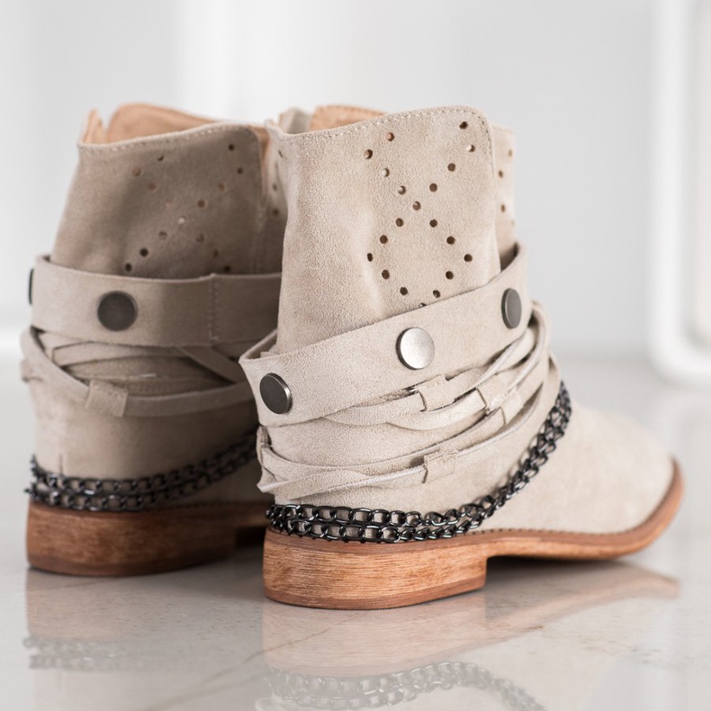 Bella Paris Csizma dekoratív csíkokkal bézs 1