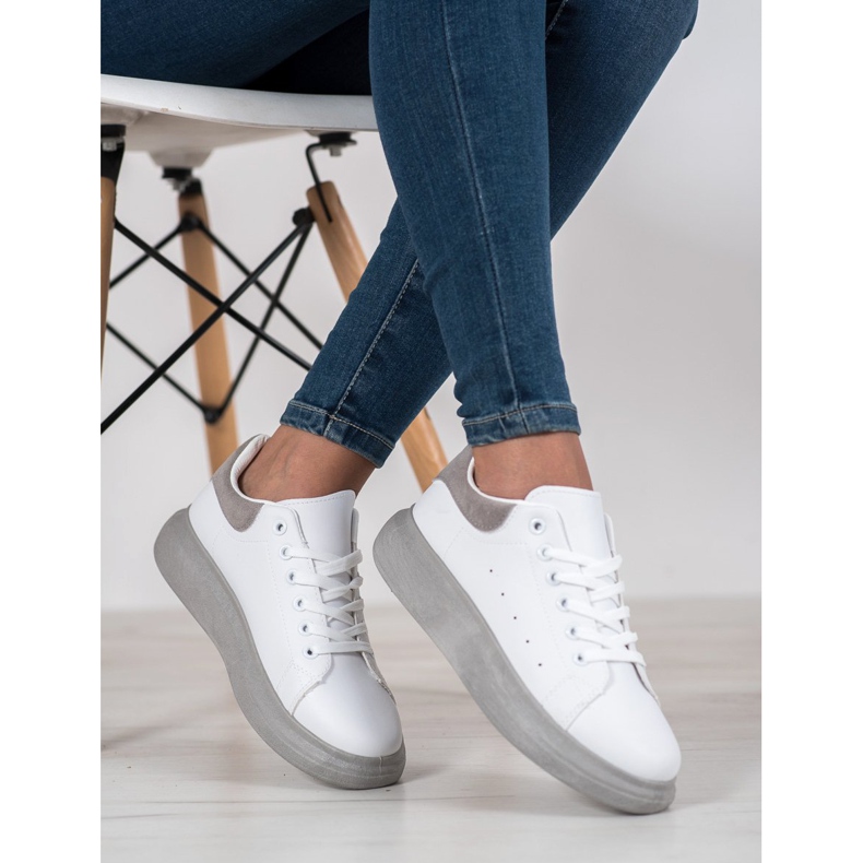 SHELOVET Cipők a szürke platformon fehér 1