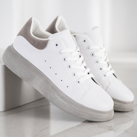 SHELOVET Cipők a szürke platformon fehér 2