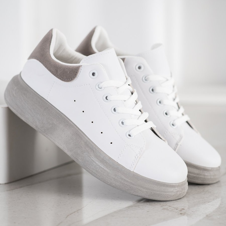 SHELOVET Cipők a szürke platformon fehér 2