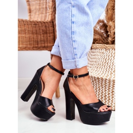 LU BOO Magas fekete szandál a bárcipőben 2