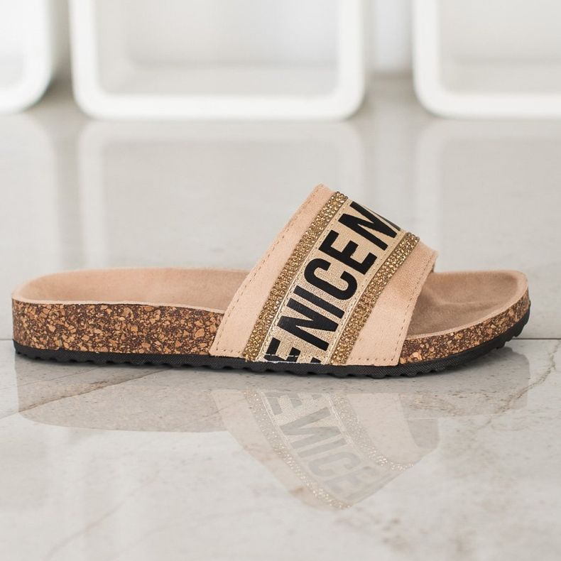 Evento Szép kristály papucs bézs 1