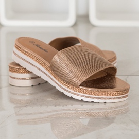 Renda Fényes arany papucs aranysárga 2