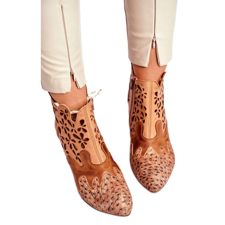 Női csizma magas sarkú Maciejka tavaszi piros 04369-29 bézs sokszínű 2