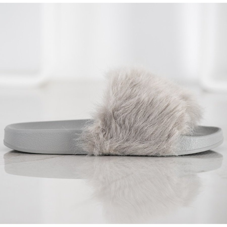 SHELOVET Gumi papucs szőrrel szürke 1