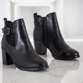 Evento Bőr magas sarkú bokacsizma fekete 1