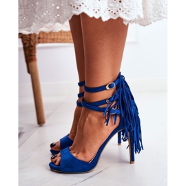 LU BOO Női szandál egy magas sarkú gladiátor kék karneválon 1