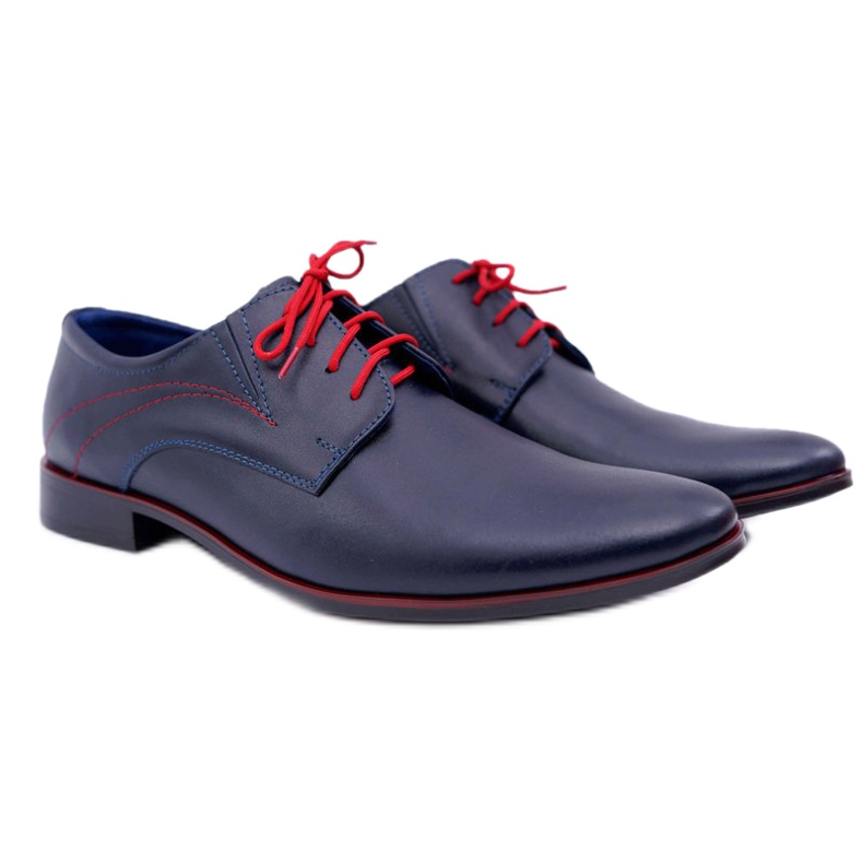 Mario Boschetti Férfi Brogues, Elegáns bőr, Navy Blue Menelaos piros sötétkék 2