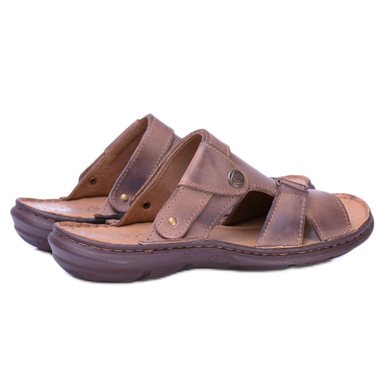 Polbut Bőrbarna Férfi papucs Szandál Hideki 1