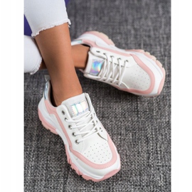 SHELOVET Eco bőr cipők fehér rózsaszín 1