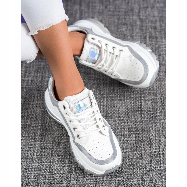 SHELOVET Eco bőr cipők fehér szürke 1