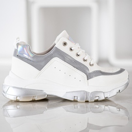 SHELOVET Eco bőr cipők fehér szürke 2