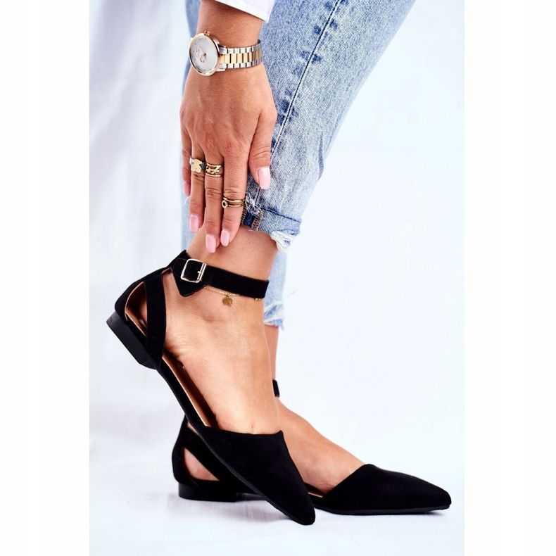 SEA Női fekete lapos balerinák övvel Allison Spitz -szel 1