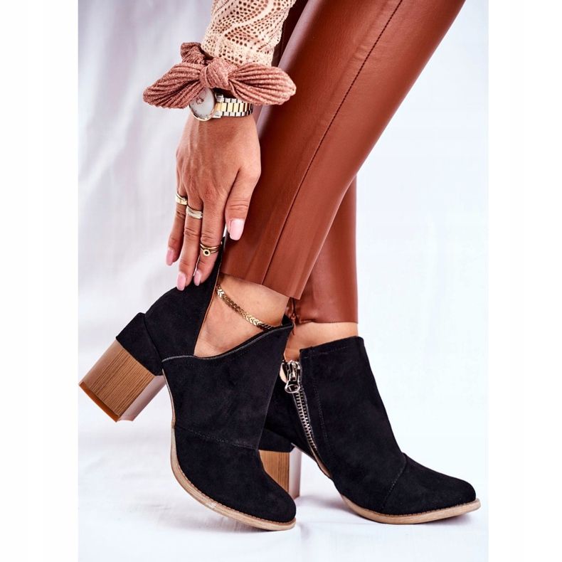 MSMG Női csizma a sarkán Fekete Meliori vágás 2