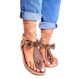 Lu Boo Női barna kötött szandál japán Mara 1