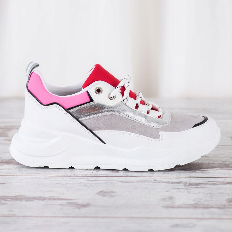 SHELOVET Stílusos fűzött cipők fehér sokszínű 2