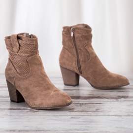 Bestelle Klasszikus áttört cowboy csizma bézs 1