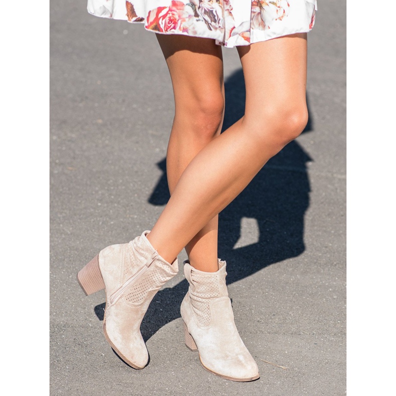 Bestelle Klasszikus áttört cowboy csizma bézs 2