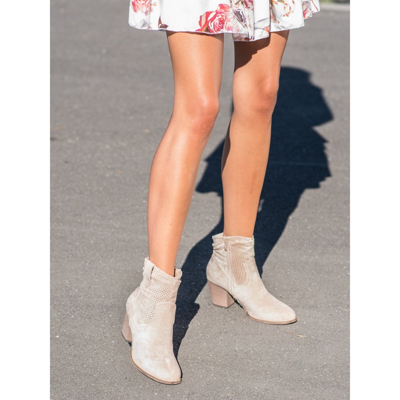 Bestelle Klasszikus áttört cowboy csizma bézs 1