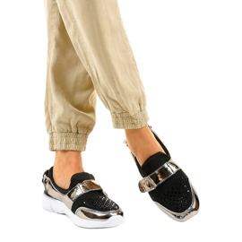 Fekete és arany csúszós sportcipő B120-2 aranysárga 2