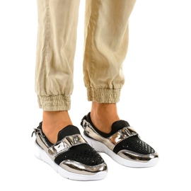 Fekete és arany csúszós sportcipő B120-2 aranysárga 1