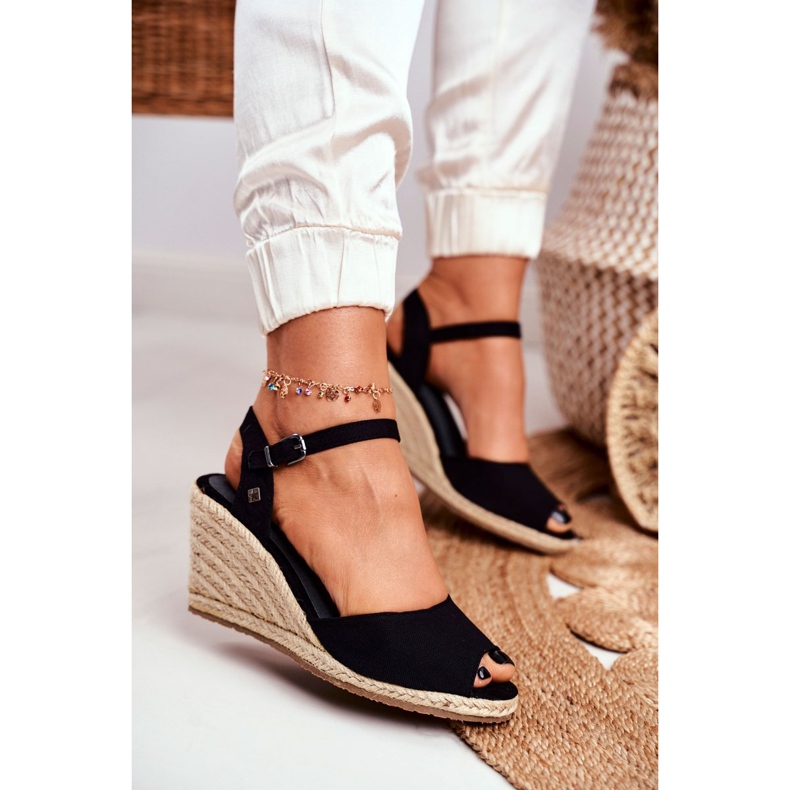 Big Star Női szandál fonott ékén Nagy csillag fekete DD274A209 3