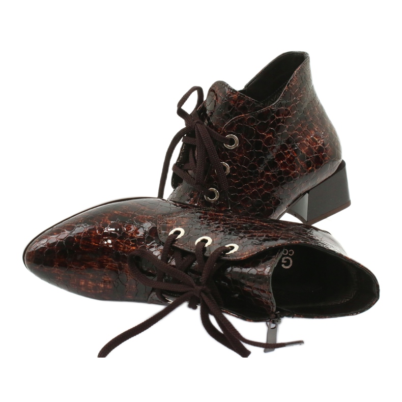 Gamis Lakkozott kígyóbőr csizma 4055 barna 4