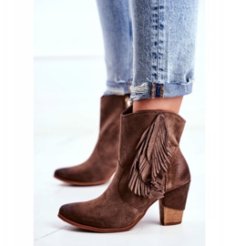 Exquisite Női Cappuccino bőr Quintana csizma magas sarkon barna 1