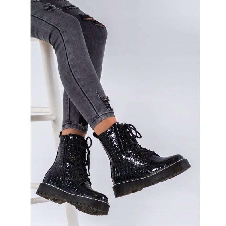 SHELOVET Csizma Mintával fekete 1