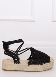Fekete áttört espadrilles YQ233 Black II minőség 1