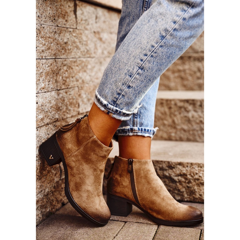 Vinceza Női csizma sarkán Suede Beige Volares bézs 1