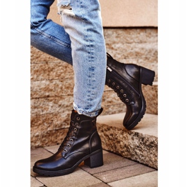 Vinceza Női csizma sarkán Fekete szál meleg 1