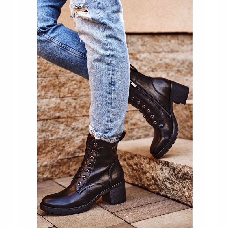 Vinceza Női csizma sarkán Fekete szál meleg 1