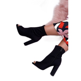 SEA Női csizma egy magas sarkú Lycra nyitott lábujj fekete először 3