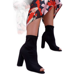 SEA Női csizma egy magas sarkú Lycra nyitott lábujj fekete először 1