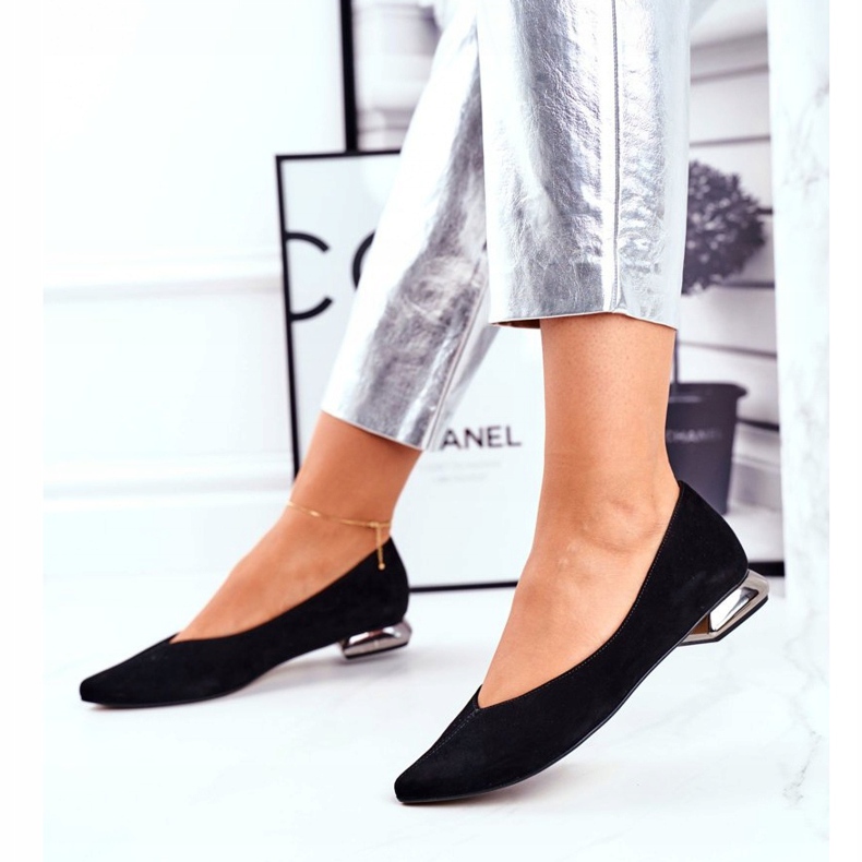 Női balerinák Laura Messi bőr fekete 2149 2