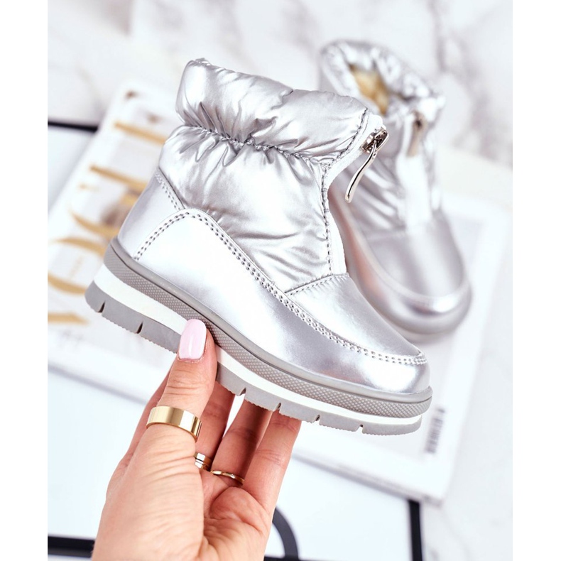 WEESTEP Gyermek gyapjú meleg hócsizma ezüst buborékok 2