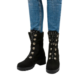 Dalmens fekete velúr magas csizma 1