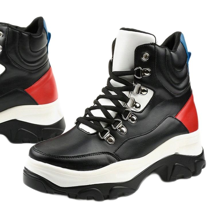 Fekete cipők színes Neamelira fehér piros 1