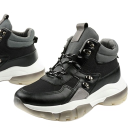 Fekete divatos sportcipők ökobőrből Donatellából szürke 1