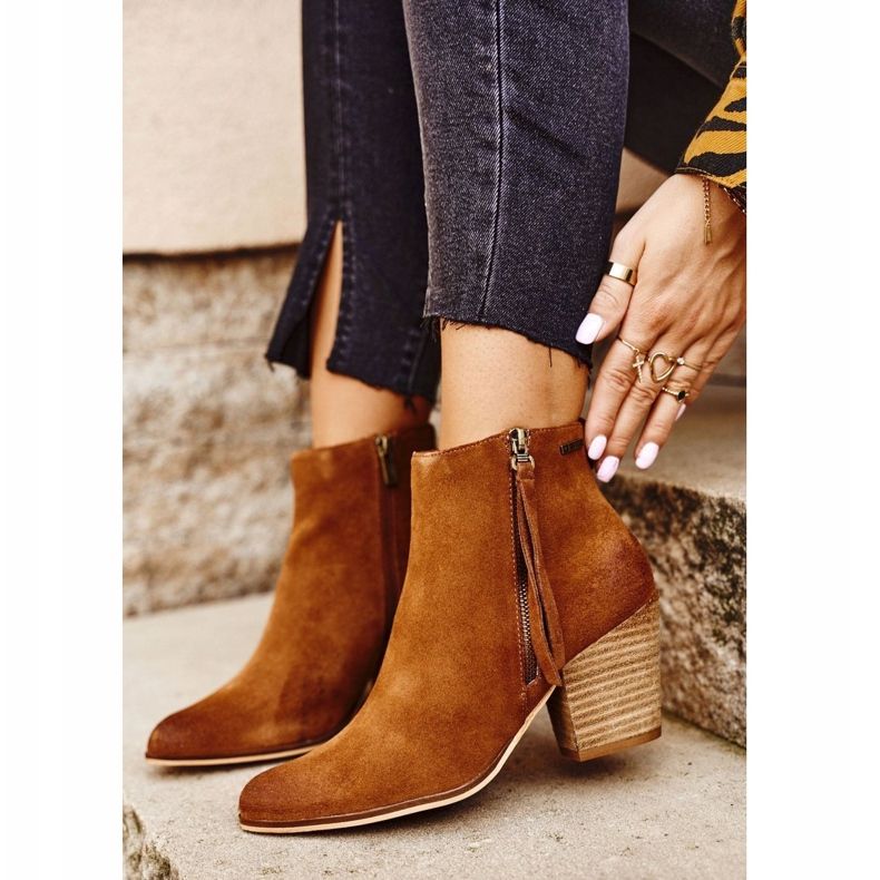 Női csizma magas sarkú Big Star Camel GG274364 barna sokszínű 1