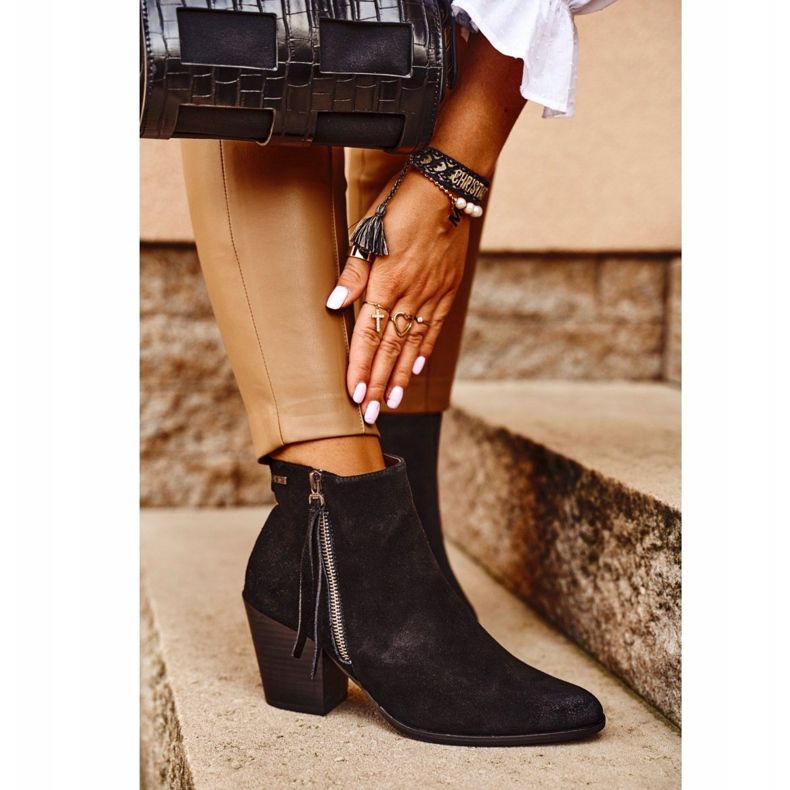 Női csizma magas sarkú Big Star Black GG274362 fekete 2