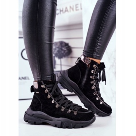 Női Trekking Cipők Trappers Bőr Suede Big Star GG274893 fekete 2