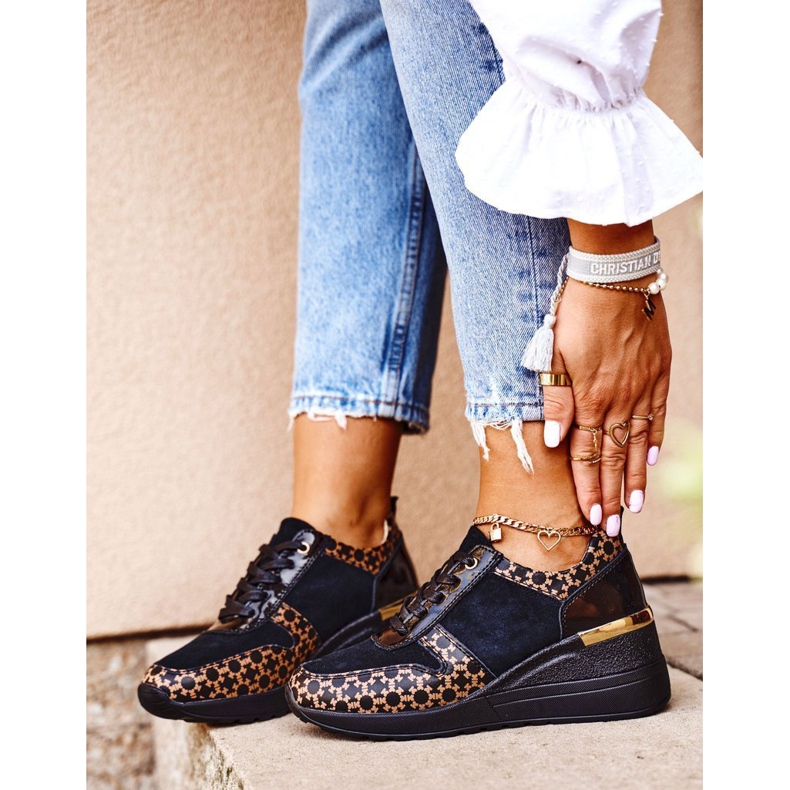 S.Barski Női sportcipő Cipők Bőr Fekete Metronus bézs aranysárga 1