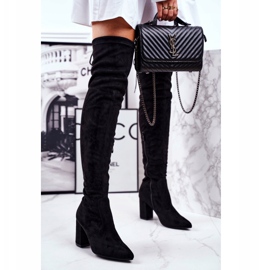 S.Barski Női csizma sarkán Velúr Fekete Milwa 2