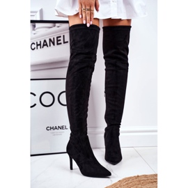 S.Barski Női csizma magas sarkú velúr fekete Huanto 1