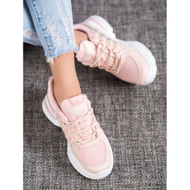 SHELOVET Divatos sportcipő a platformon rózsaszín 1