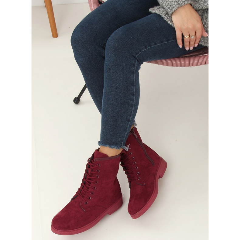Bordó fűzős csizma E2002 Bor piros 2