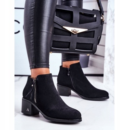 S.Barski Női csizma sarkon Meleg fekete blanche 1